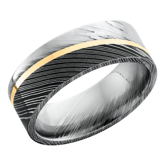 Lashbrook Damascus Steel And Gold Band