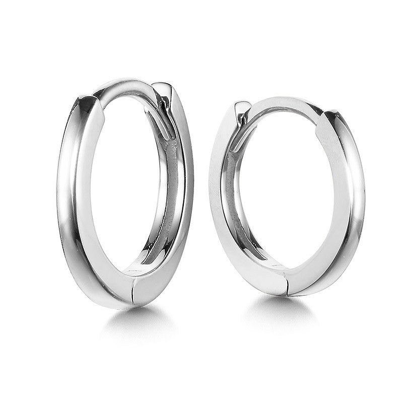14 Karat White Gold Polished Huggie Earrings