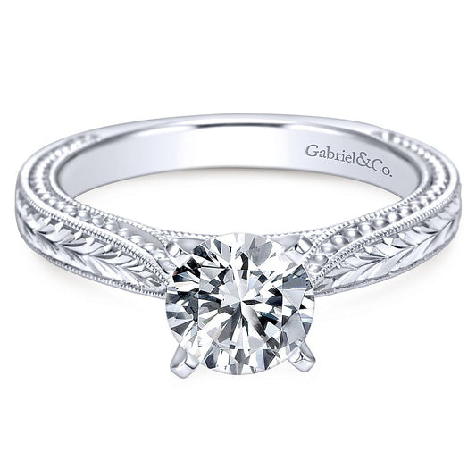 Gabriel & Co White Gold Engraved Semi-Mount Engagement Ring