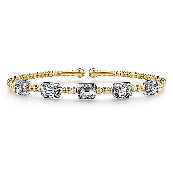 Gabriel & Co. 14 Karat Yellow and White Gold Diamond Bujukan Cuff Bracelet - Diamond Bracelets