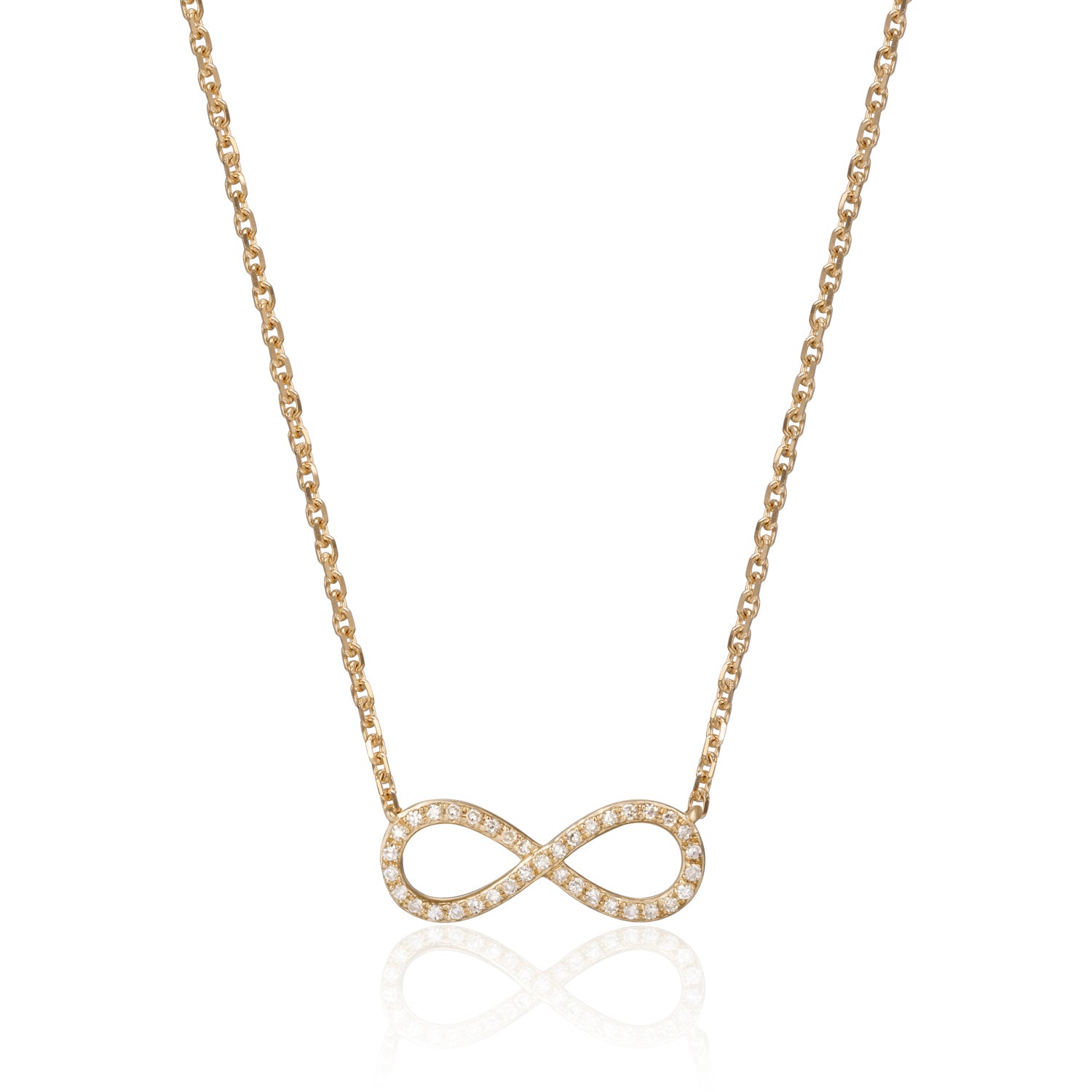 Luvente Yellow Gold Diamond Infinity Necklace - Diamond Pendants