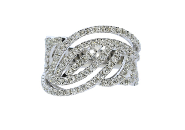 White Gold Diamond Swirl Fashion Ring