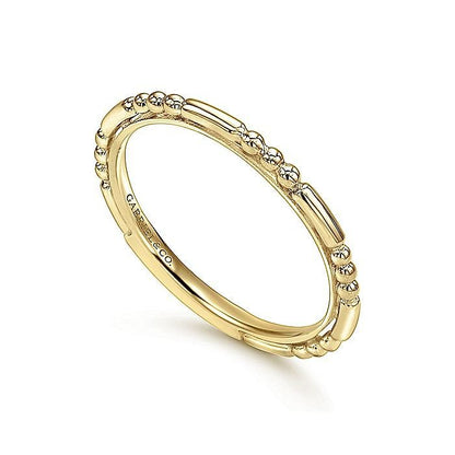 Gabriel & Co Yellow Gold Ball and Bar Station Band - Gold Fashion Rings - Women's