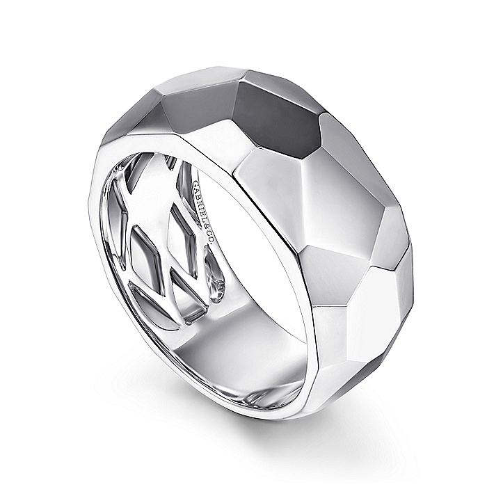 Gabriel & Co  Sterling Silver Faceted Band