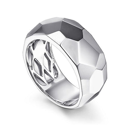 Gabriel & Co  Sterling Silver Faceted Band
