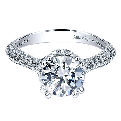 Amavida White Gold Knife Edge Engagement Ring - Diamond Semi-Mount Rings
