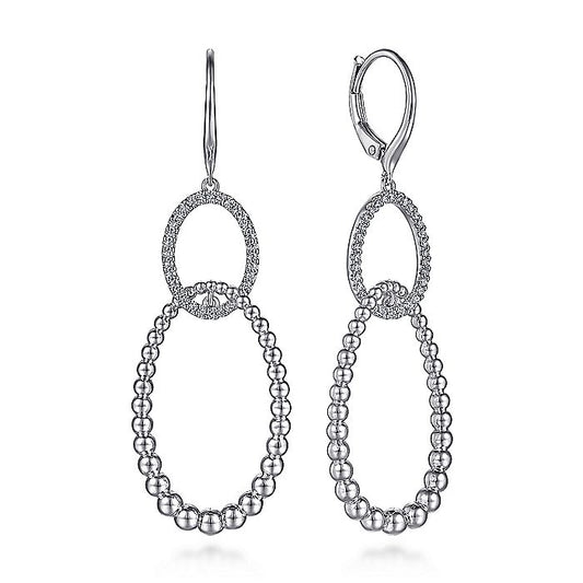 Gabriel & Co Sterling Silver White Sapphire Bujukan Drop Earrings