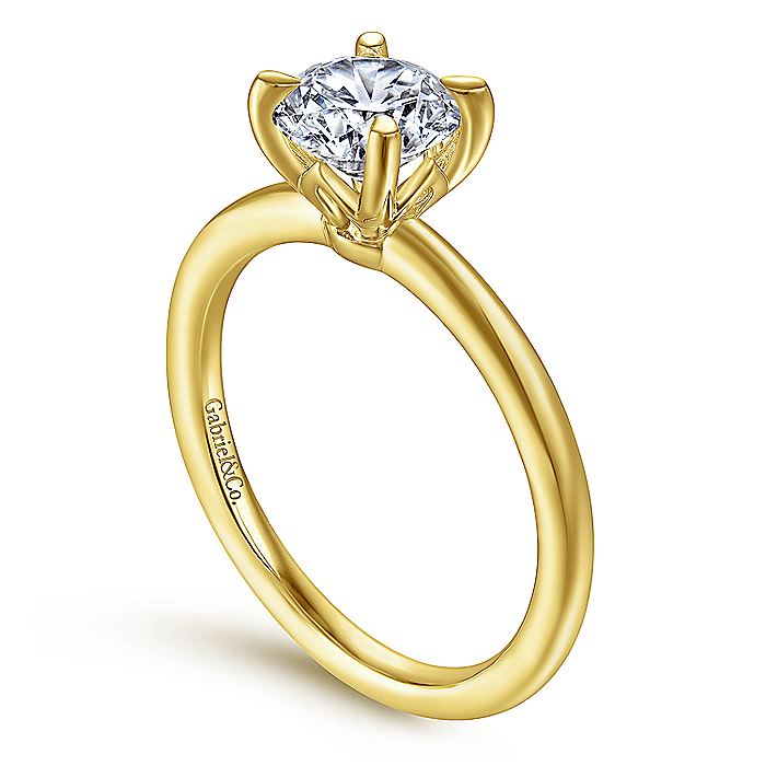 Gabriel & Co Yellow Gold Round Engagement Ring Mounting