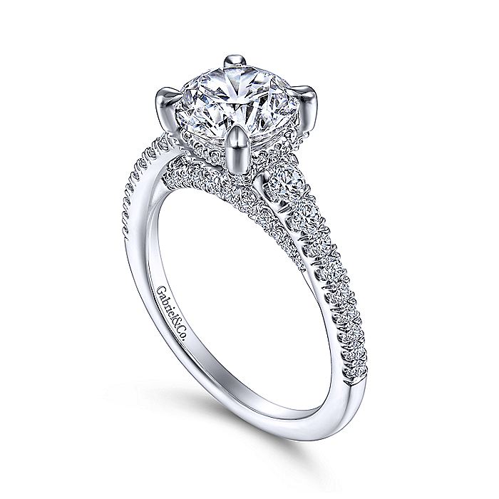 Gabriel & Co White Gold Straight Cathedral Semi-Mount Engagement Ring
