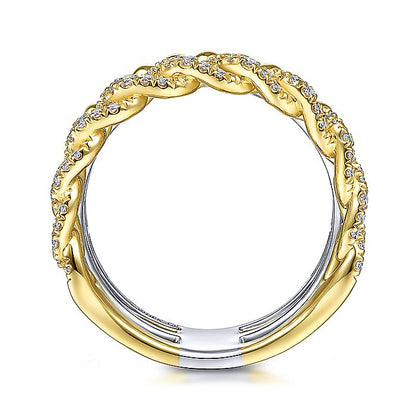 Gabriel & Co Yellow And White Gold Wide Band Layered Ring
