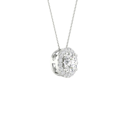 White Gold Laboratory Grown Round Diamond Halo Pendant