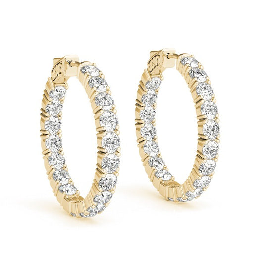 Diamond Inside Outside Hoops - Diamond Earrings