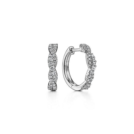 Gabriel & Co White Gold Diamond Twisted Huggies
