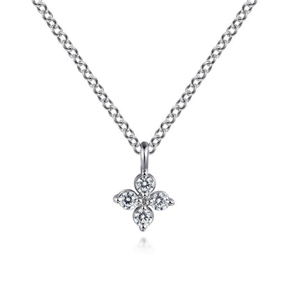 Gabriel & Co. White Gold Diamond Flower Necklace