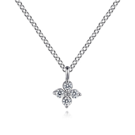 Gabriel & Co. White Gold Diamond Flower Necklace