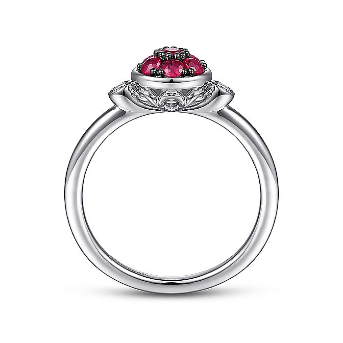 Gabriel & Co. Sterling Silver Diamond and Ruby Cluster Ring - Colored Stone Rings - Women's