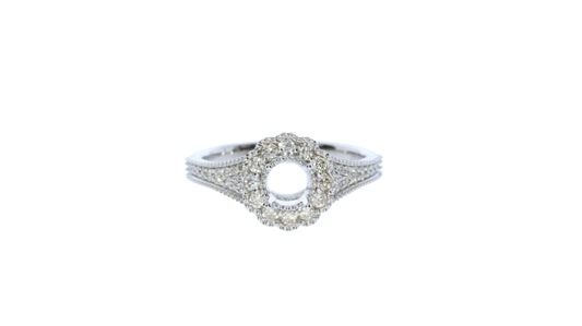 White Gold Diamond Halo Semi-Mount Engagement Ring