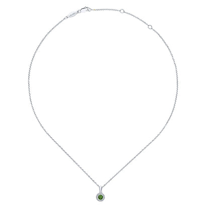 Gabriel & Co Sterling Silver Beaded Round Peridot Pendant Necklace