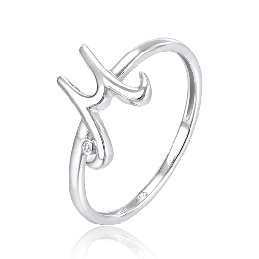 White Gold Diamond Initial M Ring - Diamond Fashion Rings - Women's