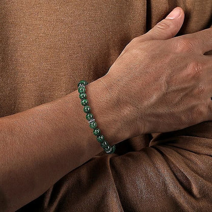 Gabriel & Co. Sterling Silver 8mm Malachite Beaded 8.5 Inch Bracelet - Gents Bracelet