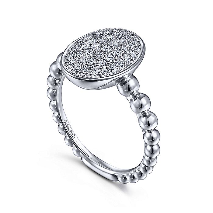Gabriel & Co Sterling Silver White Sapphire Pavé Oval Ring