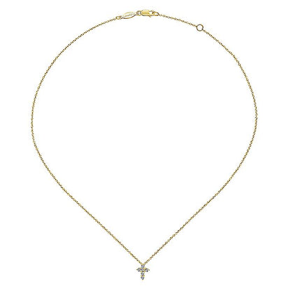 Gabriel & Co Yellow Gold Diamond Cross Pendant Necklace