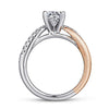 Gabriel & Co. 14 Karat Rose and White Gold Diamond Semi-Mount Engagement Ring