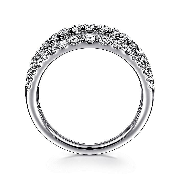 Gabriel & Co. White Gold Diamond Three Row Ring