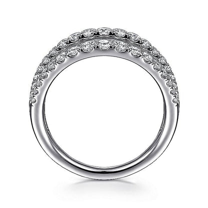 Gabriel & Co. White Gold Diamond Three Row Ring