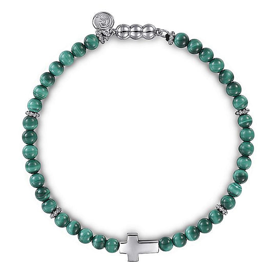 Gabriel & Co Sterling Silver Malachite Cross Bracelet