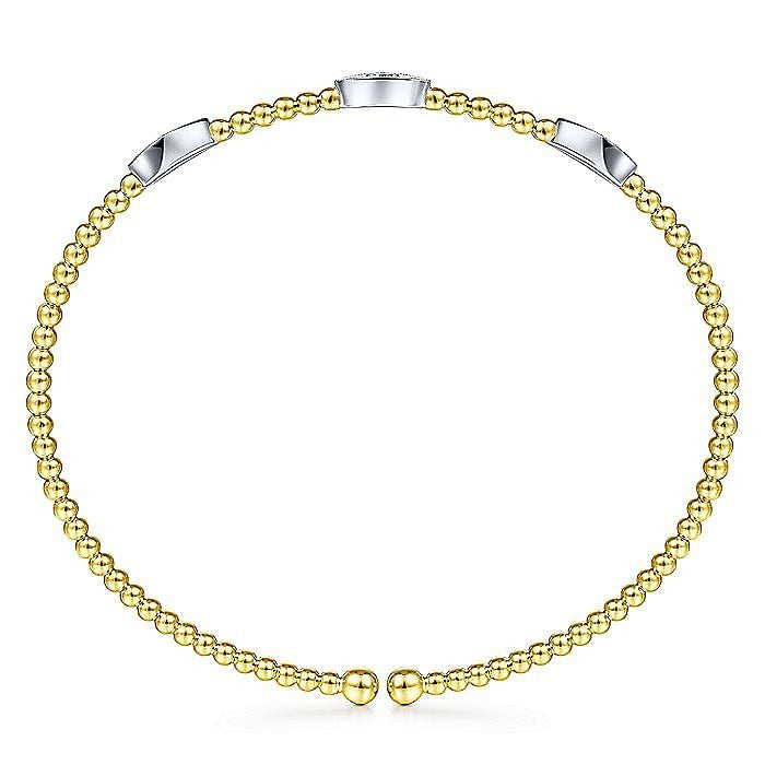 Gabriel & Co. Yellow and White Gold Bujukan Diamond Marquise Stations Bujukan Bangle Bracelet - Diamond Bracelets
