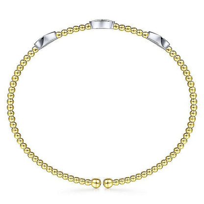Gabriel & Co. Yellow and White Gold Bujukan Diamond Marquise Stations Bujukan Bangle Bracelet - Diamond Bracelets