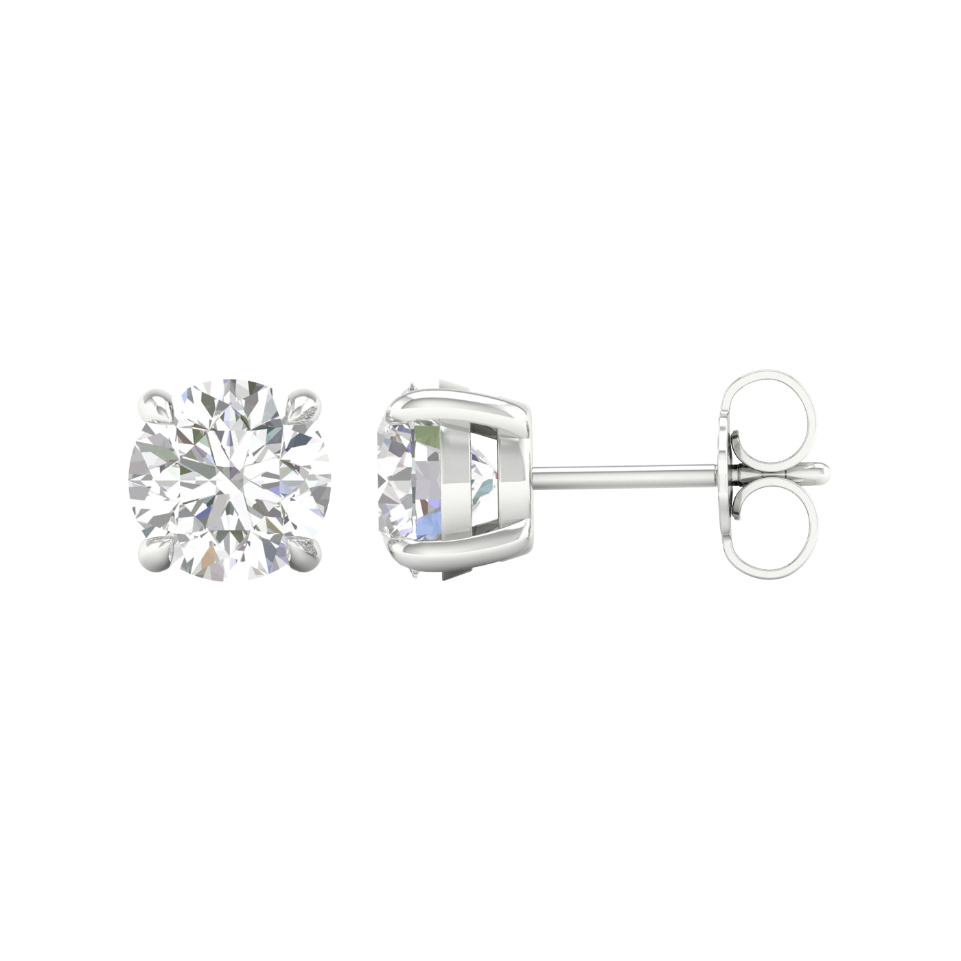 White Gold Round Laboratory Grown Diamond Stud Earrings