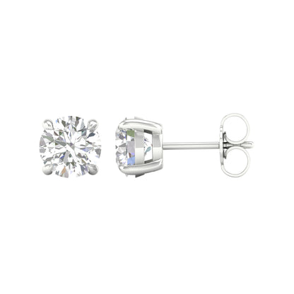White Gold Round Laboratory Grown Diamond Stud Earrings