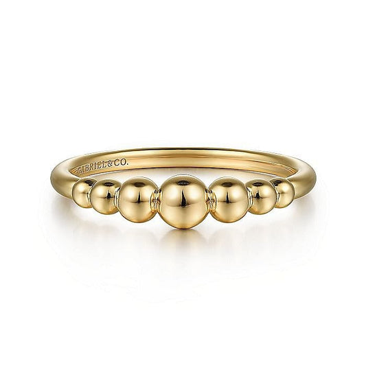 Gabriel & Co.Yellow Gold Graduating Bujukan Bead Ring