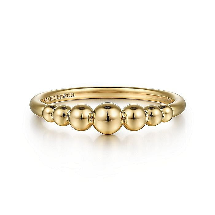 Gabriel & Co.Yellow Gold Graduating Bujukan Bead Ring