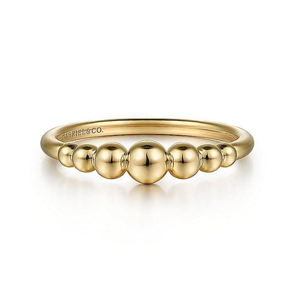 Gabriel & Co.Yellow Gold Graduating Bujukan Bead Ring
