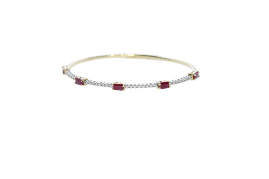 Yellow and White Gold Ruby and Diamond Bracelet - Colored Stone Bracelets