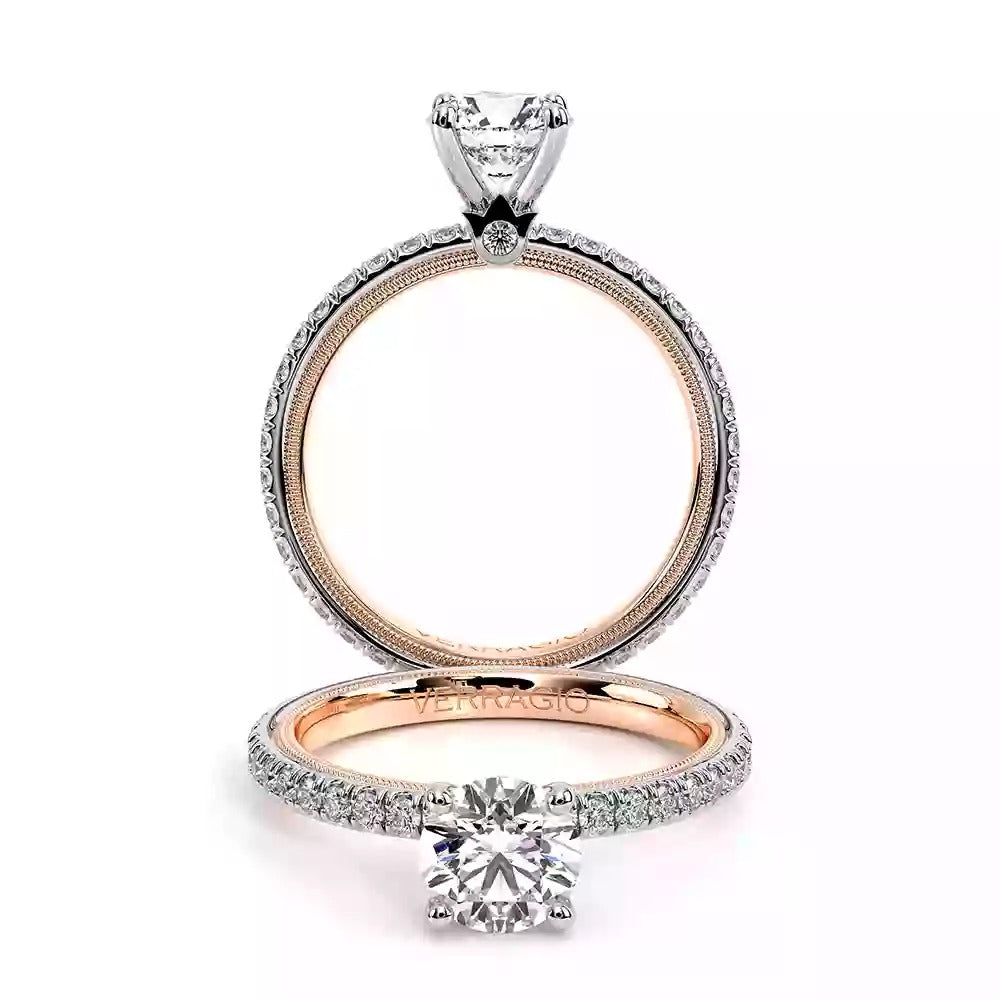 Verragio Tradition Collection White And Rose Gold Straight Semi-Mount Engagement Ring - Diamond Semi-Mount Rings