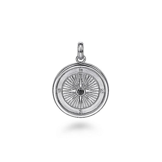Gabriel & Co Sterling Silver Compass Pendant with Black Spinel Stone