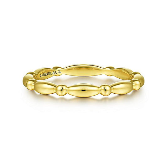 Gabriel & Co Yellow Gold Elongated Station Ring