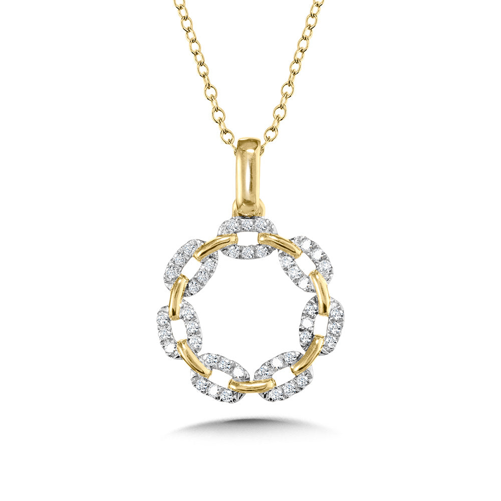 Yellow Gold Circle Link Diamond Pendant - Diamond Pendants