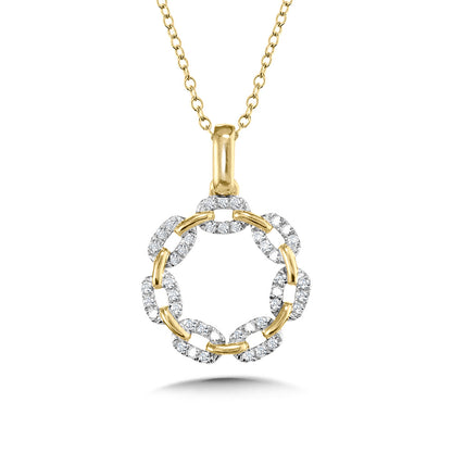 Yellow Gold Circle Link Diamond Pendant - Diamond Pendants