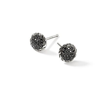 John Hardy Sterling Silver Essential Black Sapphire Pavé Stud Earring