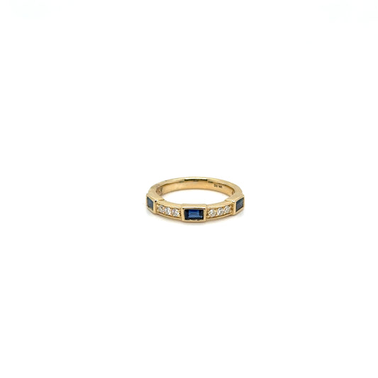 Sapphire and Diamond Band - Colored Stone Rings - Women's
