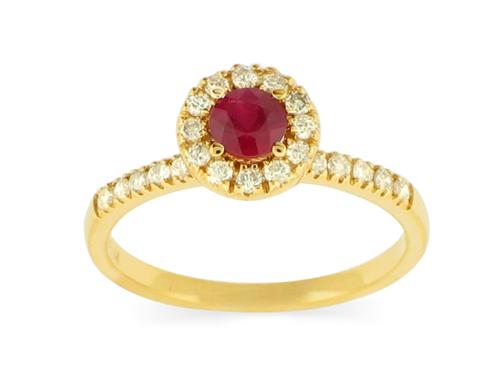 14 Karat Yellow Gold Ruby And Diamond Ring - Colored Stone Rings - Women's
