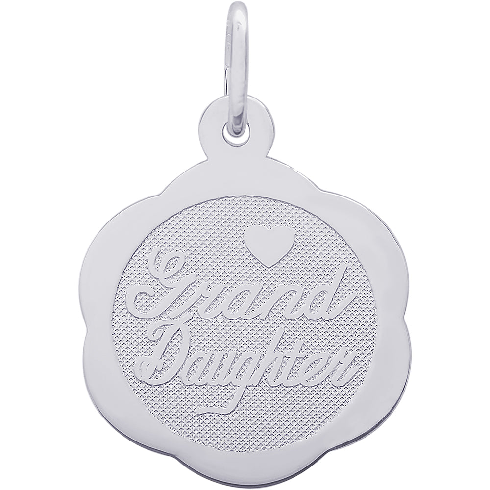 Granddaughter Scalloped Disc Charm - Silver Charms
