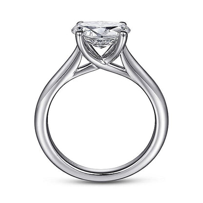 Gabriel & Co White Gold Horizontal Oval Solitaire Engagement Ring Mounting - Diamond Semi-Mount Rings