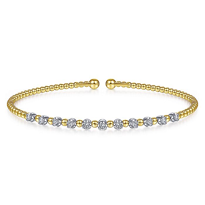Gabriel & Co. 14 Karat Yellow Gold Bujukan Bead Split Cuff Bracelet