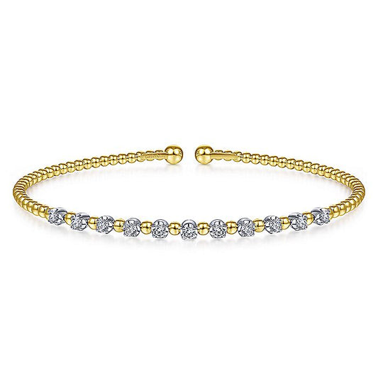 Gabriel & Co. 14 Karat Yellow Gold Bujukan Bead Split Cuff Bracelet